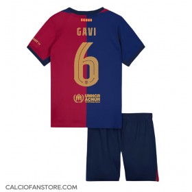 Maglia Calcio Barcelona Paez Gavi #6 Prima Divisa Bambino 2024-25 Manica Corta (+ pantaloncini)